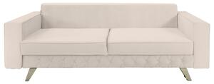 Canapea extensibila Alisson, cu lada de depozitare si picioare argintii, catifea v08 crem, 230x105x80