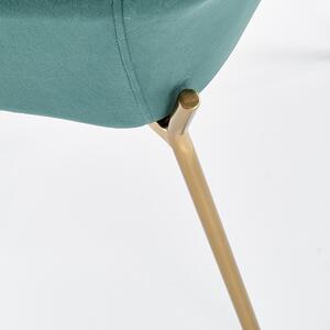 Scaun tapitat cu stofa, cu picioare metalice Kai-306 Velvet Verde inchis / Auriu, l58xA57xH80 cm