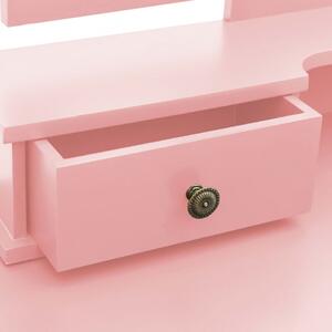 Set masa toaleta cu taburet roz 100x40x146 cm lemn paulownia - V289323V