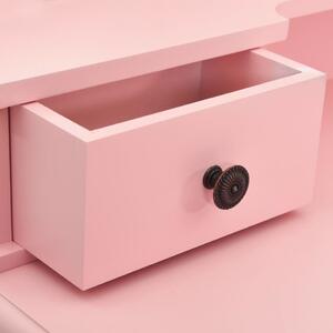 Set masa de toaleta cu taburet roz 80x69x141 cm lemn paulownia - V289319V