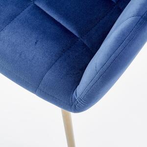 Scaun tapitat cu stofa, cu picioare metalice Kai-306 Velvet Albastru Inchis / Auriu, l58xA57xH80 cm