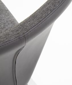 Scaun tapitat cu stofa si piele ecologica, cu picioare metalice Kai-307 Gri inchis / Negru, l46xA62xH95 cm