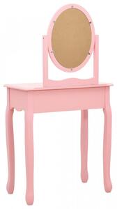 Masa toaleta cu taburet, roz, 65x36x128 cm, lemn paulownia, MDF - V289331V