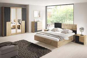 Set dormitor, stejar artizan/ pin norvegian negru, BAFRA