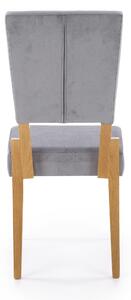 Scaun tapitat cu stofa, cu picioare din lemn Starling Gri / Stejar, l44xA57xH95 cm