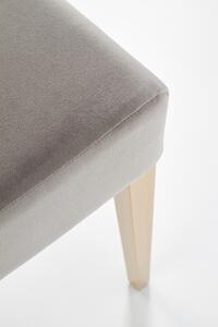 Scaun tapitat cu stofa, cu picioare din lemn Clarinda Gri / Stejar, l42xA58xH97 cm
