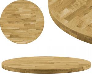 Blat de masa, lemn masiv de stejar, rotund, 44 mm, 600 mm - V245994V