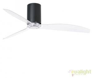 Ventilator de tavan modern cu telecomanda MINI TUBE FAN negru mat/transparent 32041