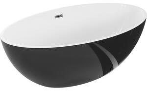 Mexen Nike, cadă de sine stătătoare 175 x 100 cm, alb-negru, preaplin neted grafit mat, 54071751075-95