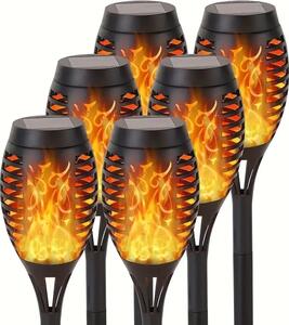 Set 6/8/10 Lampa solara tip torta cu efect flacara, 51.5 cm