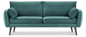 Canapea cu tapițerie din catifea Kooko Home Lento, 198 cm, albastru petrol