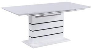 KONDELA Masă extensibilă de bucătărie, alb strălucitor HG, 140-180x90 cm, MEDAN
