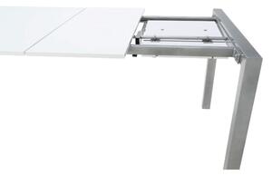 KONDELA Masă dining, pliabilă, MDF / metal, alb strălucitor HG, 150-190-230x90 cm, DARO