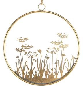 Decoratiune de perete din metal FLOWERS RING Ø 41 cm aurie