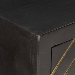 Servanta, negru si auriu, 60 x 30 x 75 cm, lemn masiv de mango - V286516V