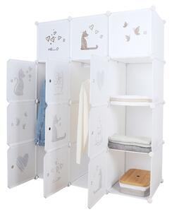 Dulap modular pentru copii, model alb maro pentru copii, KITARO Alb