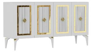 Comoda NORA, alb/auriu, PAL melaminat, 150x40x79 cm