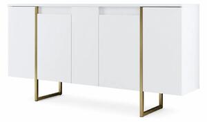 Comoda alba ingusta LUXE, PAL melaminat/metal, 160x35x80 cm