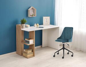 Masa de birou din pal Flanders Stejar / Alb, L122xl57xH85 cm