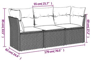 Set canapele de grădină, 3 piese, cu perne, bej, poliratan