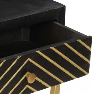 Masa consola, negru si auriu, 90x30x75 cm, lemn masiv de mango - V286518V