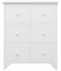 Dulap lateral, 6 sertare, alb, 60x30x75 cm, lemn de paulownia - V284097V