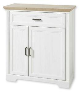 Comoda JASMIN, alb/stejar artisan, PAL, cu 2 usi si un sertar, 93x41x1