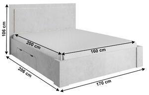 Set dormitor (pat + 2x noptieră + dulap), gri carbon, ALDEN