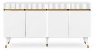 Comoda Defne, alb/auriu, PAL melaminat, 150x40x80 cm