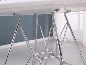 Masă de bucătărie, crom/MDF, alb extra strălucire HG, diametru 80 cm, RONDY