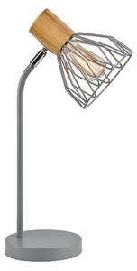 Lampă de masă, gri, metal/ lemn, TREX TIP 1
