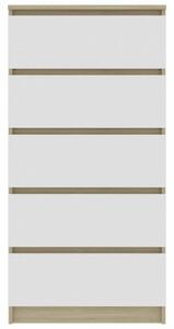 Servanta cu sertare, alb&stejar Sonoma, 60 x 35 x 121 cm, PAL - V801414V