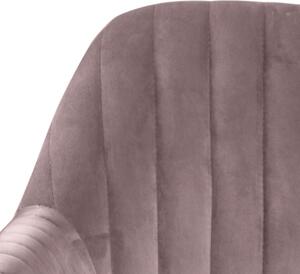Scaun tapitat cu stofa si picioare metalice Emilia Velvet Roz Inchis / Negru, l57xA61xH83 cm