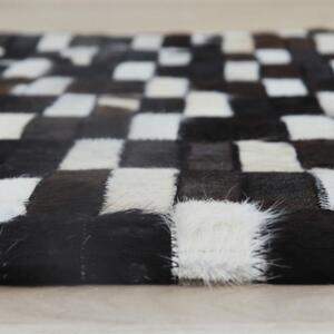 KONDELA Covor de lux din piele, maro/negru/alb, patchwork, 120x180, PIELE DE VITĂ TIP 6