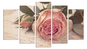 Tablou din mai multe piese Love Letter With A Rose, 110 x 60 cm