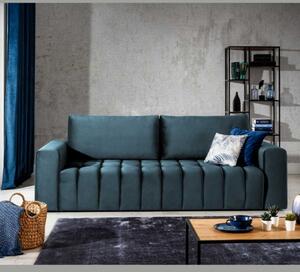 Set canapea extensibila, fotoliu si taburet albastru inchis Lazio