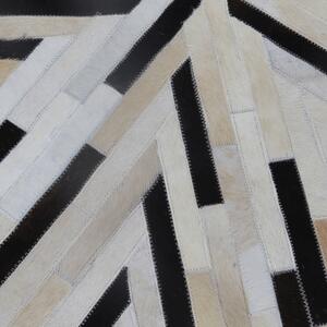 KONDELA Covor de lux din piele, negru/bej/alb, patchwork, 200x200, PIELE DE VITĂ TIP 8