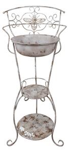 Lavoar decorativ de gradina, alb, din metal, aspect vintage, Abeille
