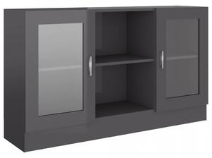 Dulap cu vitrina, gri extralucios, 120 x 30,5 x 70 cm, PAL - V802794V