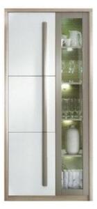 Vitrina living moderna ROMA 2, stejar Ferrara/alb lucios/gri mat, PAL/