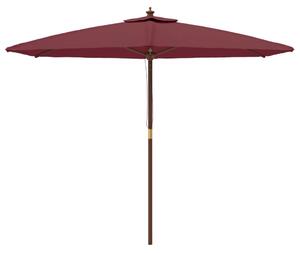 Umbrelă soare de grădină stâlp din lemn, roșu bordo, 299x240 cm