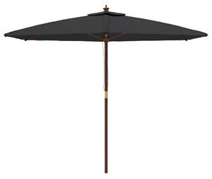 Umbrelă de soare de grădină stâlp din lemn, negru, 299x240 cm