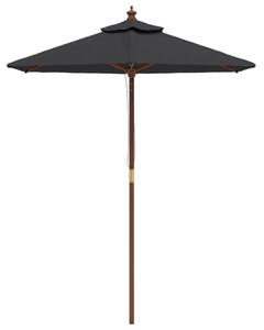 Umbrelă de soare de grădină stâlp din lemn, negru, 196x231 cm