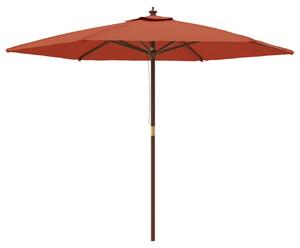 Umbrelă de soare de grădină stâlp din lemn cărămiziu 299x240 cm