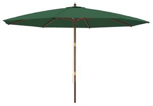 Umbrelă de soare de grădină, stâlp din lemn, verde, 400x273 cm