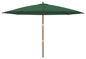 Umbrelă de soare de grădină, stâlp din lemn, verde, 400x273 cm