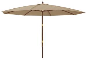 Umbrelă de soare de grădină stâlp din lemn gri taupe 400x273 cm