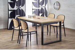 Masa extensibila CANDIDO, stejar/negru, PAL laminat/metal, 160/310x90x