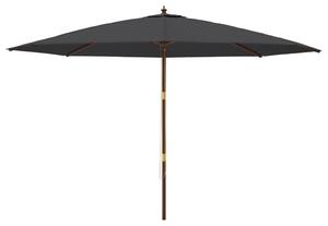 Umbrelă de soare de grădină stâlp din lemn, negru, 400x273 cm