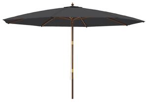 Umbrelă de soare de grădină stâlp din lemn, negru, 400x273 cm